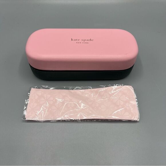 Kate Spade Hello Sunshine Pink Green Hard Shell Eyeglass Case Cleaning Case - Picture 6 of 6